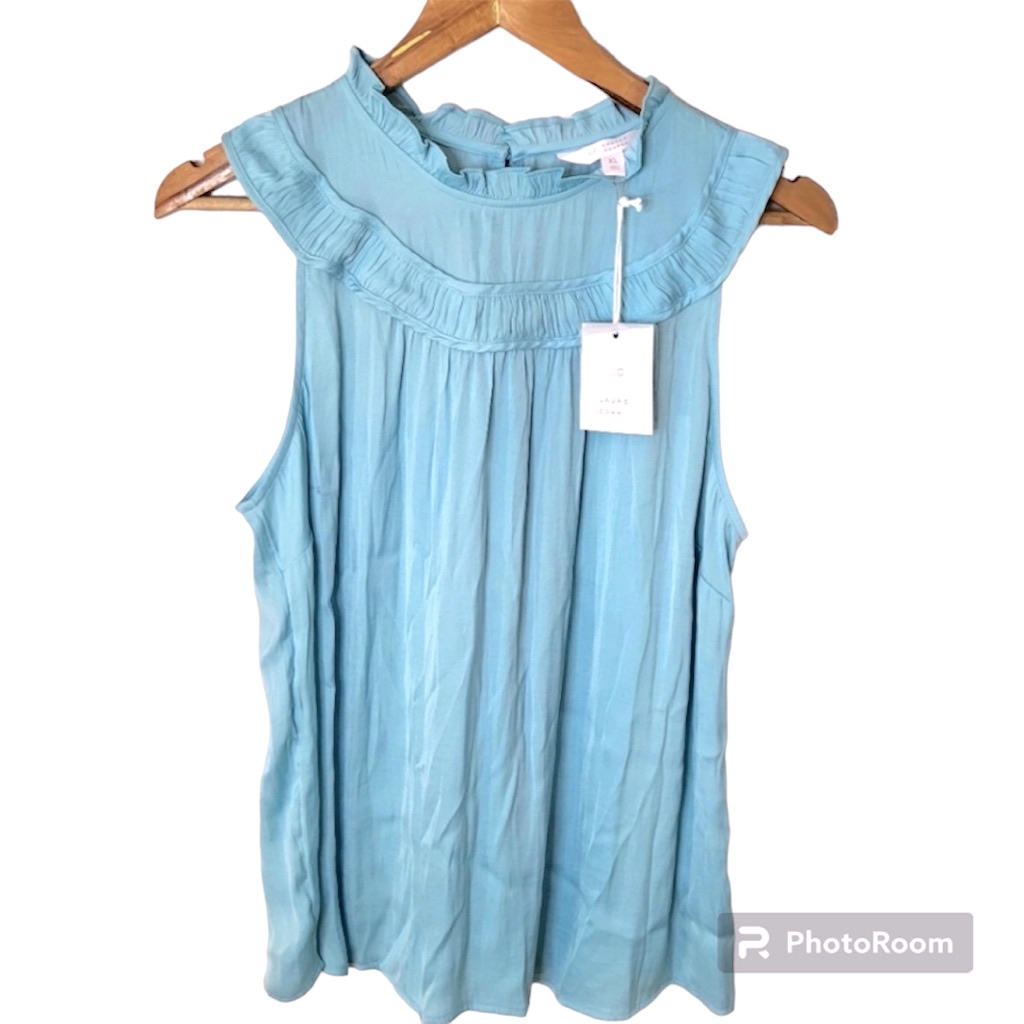 Lauren Conrad Light Turquoise Ruffled Top